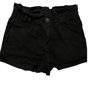 Machine ~ Black Denim Shorts ~ elasticized paperbag waist ~ Size 30